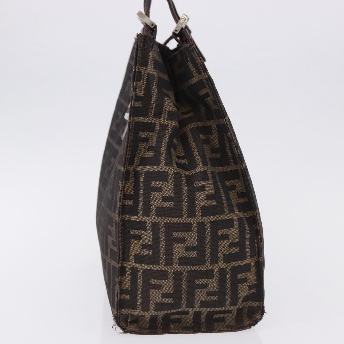 FENDI Zucca Canvas Tote Bag Brown Black Auth ka5275