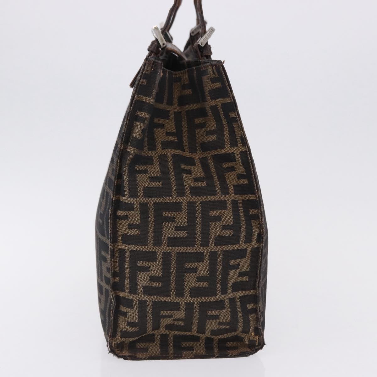 FENDI Zucca Canvas Tote Bag Brown Black Auth ka5275