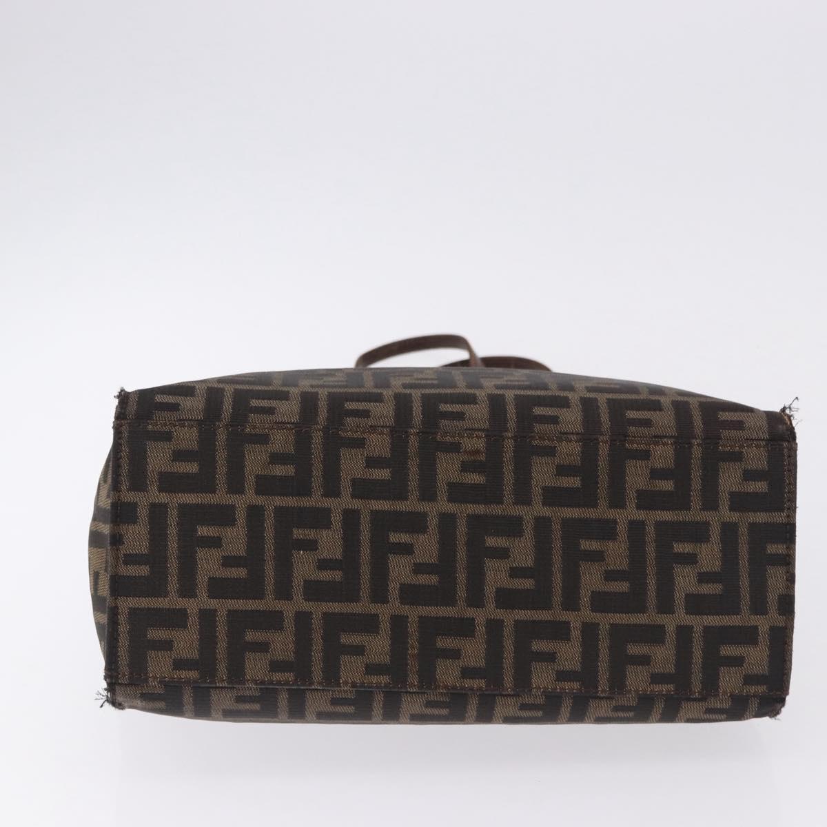 FENDI Zucca Canvas Tote Bag Brown Black Auth ka5275