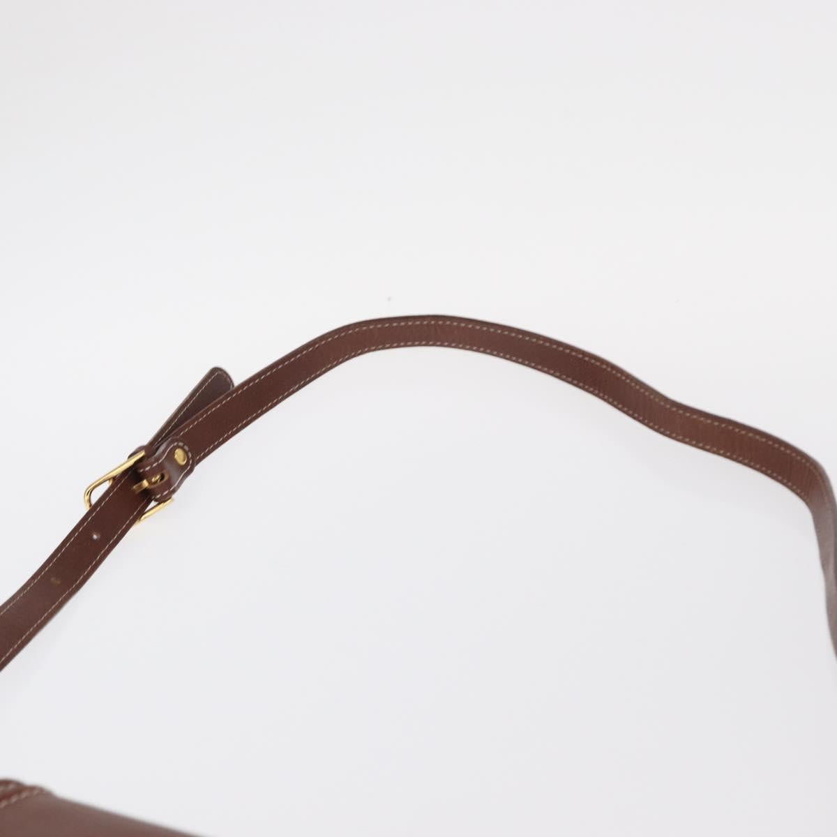 SAINT LAURENT Shoulder Bag Leather Brown Gold Auth ka528