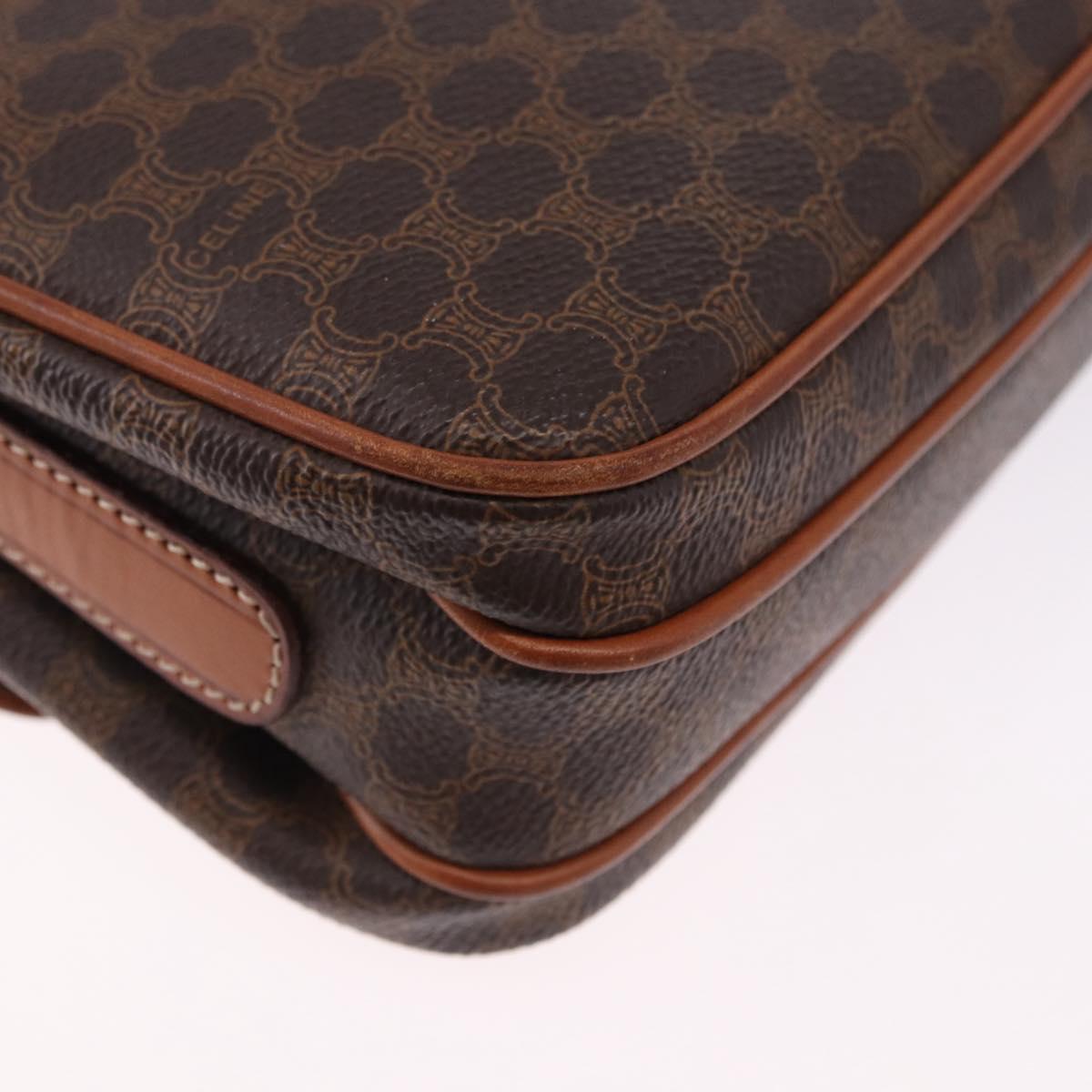 CELINE Macadam Canvas Shoulder Bag PVC Leather Brown Gold Auth ka5281