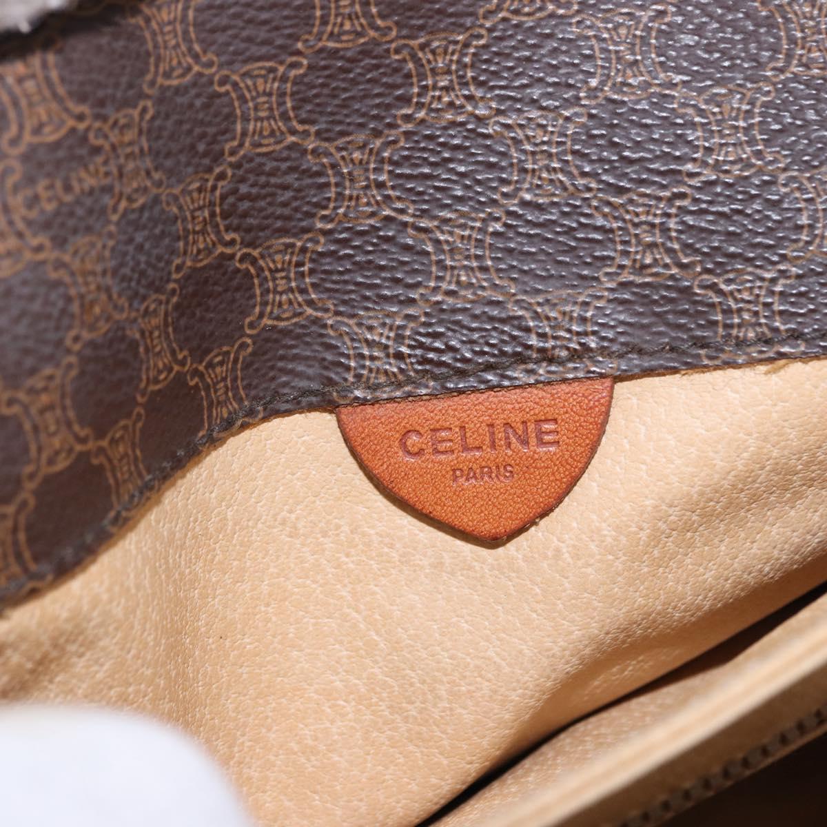CELINE Macadam Canvas Shoulder Bag PVC Leather Brown Gold Auth ka5281