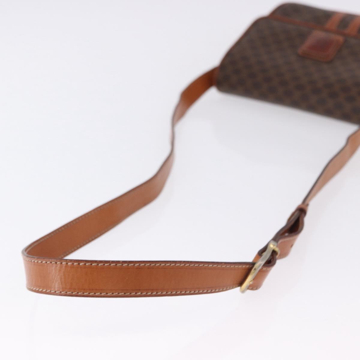 CELINE Macadam Canvas Shoulder Bag PVC Leather Brown Gold Auth ka5281