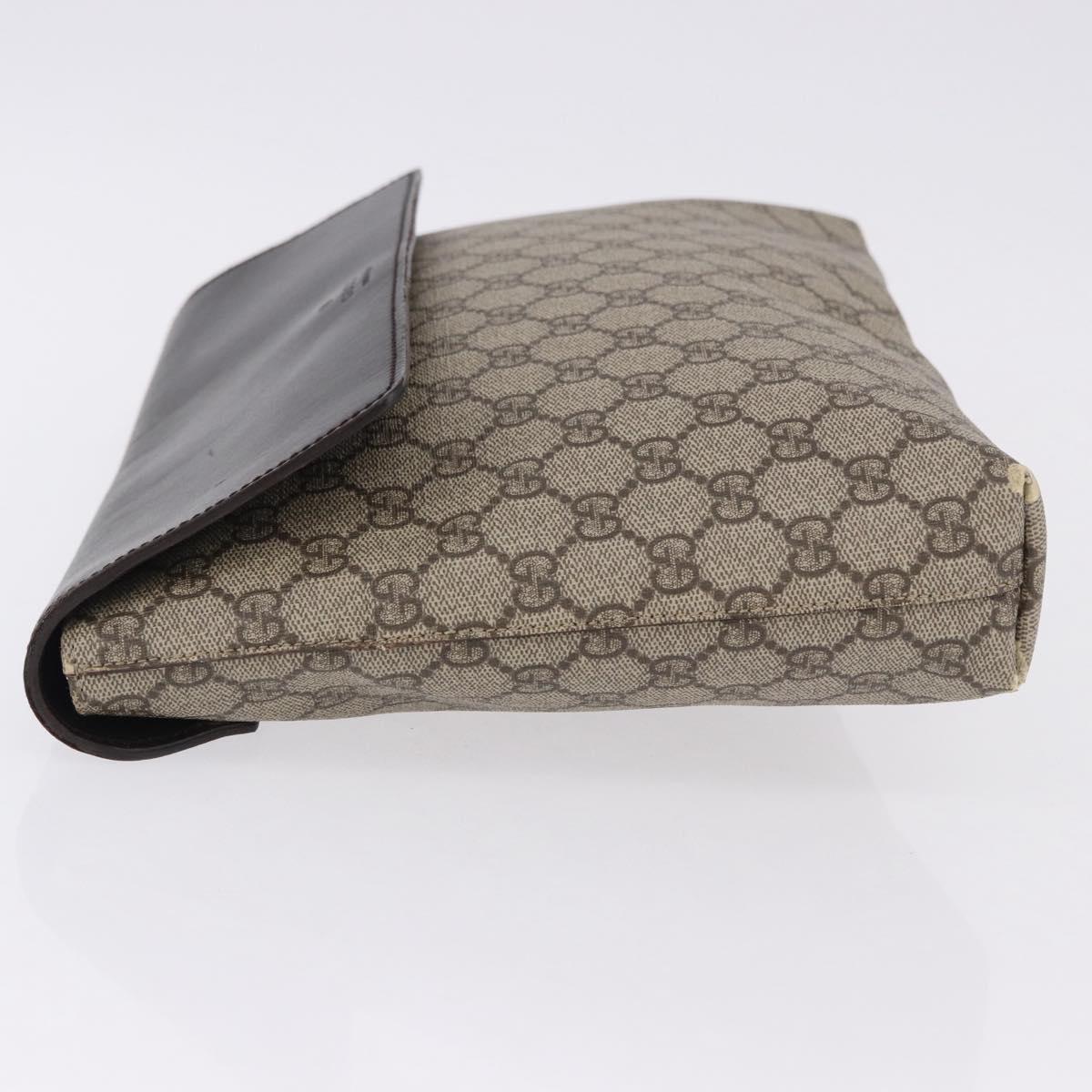 GUCCI GG Supreme Clutch Bag PVC Beige Auth ka5283