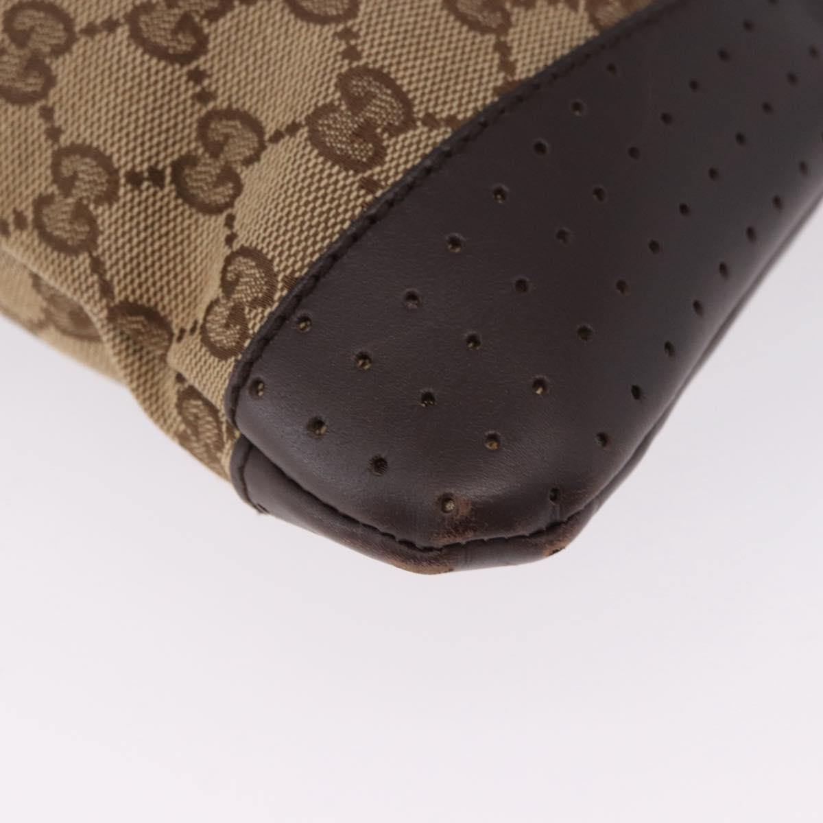 GUCCI GG Canvas Shoulder Bag Beige Silver 145857 Auth ka5285A