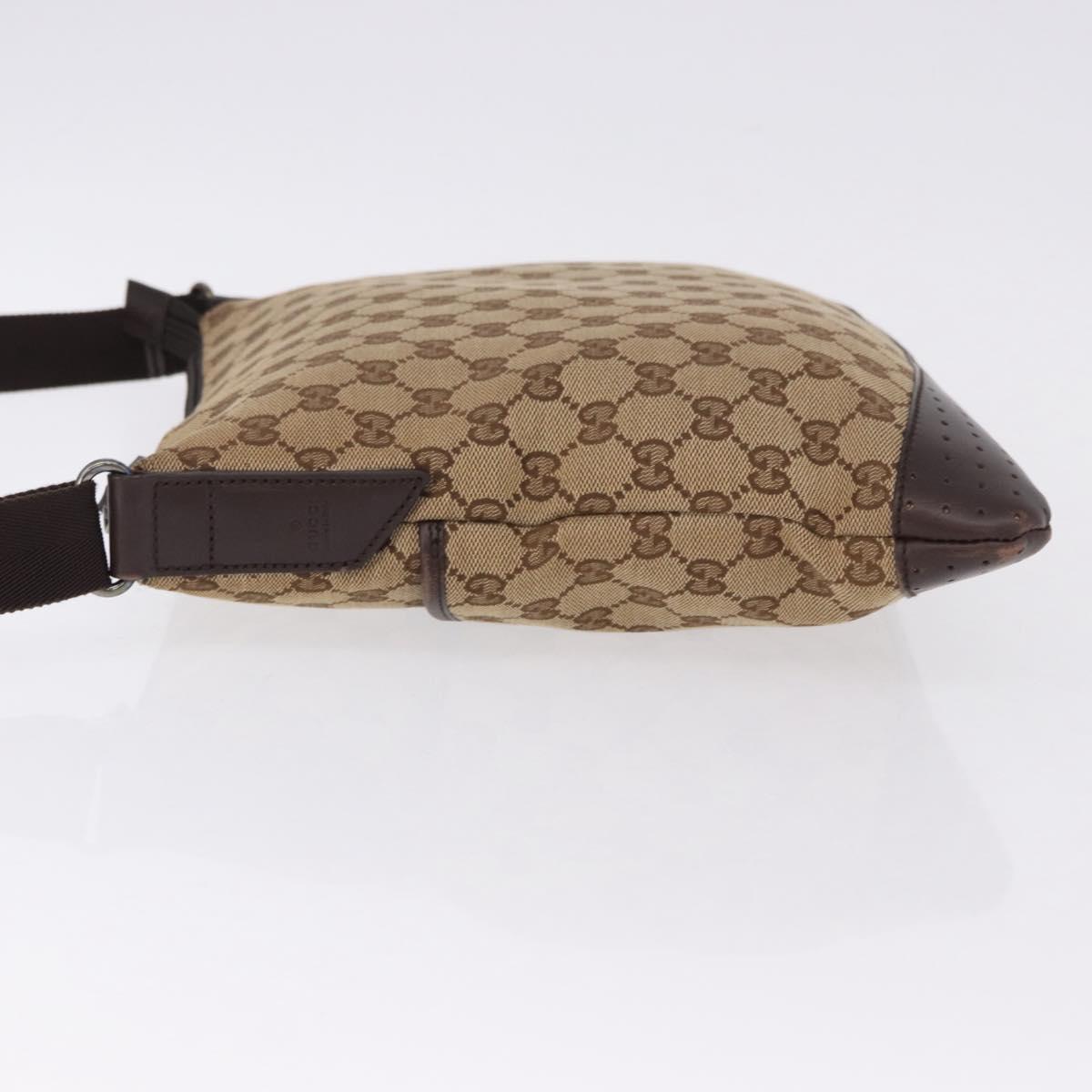 GUCCI GG Canvas Shoulder Bag Beige Silver 145857 Auth ka5285A