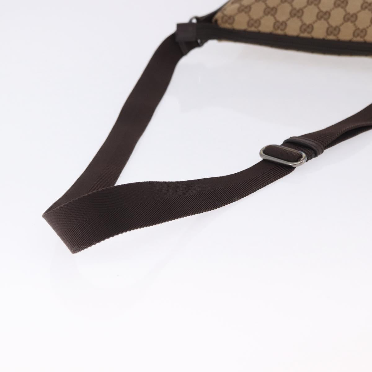 GUCCI GG Canvas Shoulder Bag Beige Silver 145857 Auth ka5285A