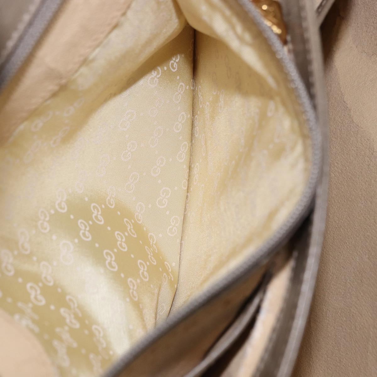 GUCCI Hand Bag Leather Beige Gold 000 406 1080 Auth ka5286