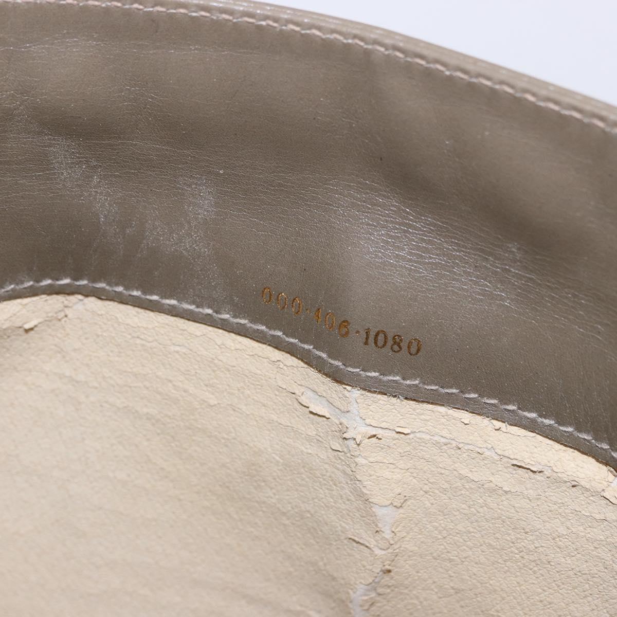 GUCCI Hand Bag Leather Beige Gold 000 406 1080 Auth ka5286