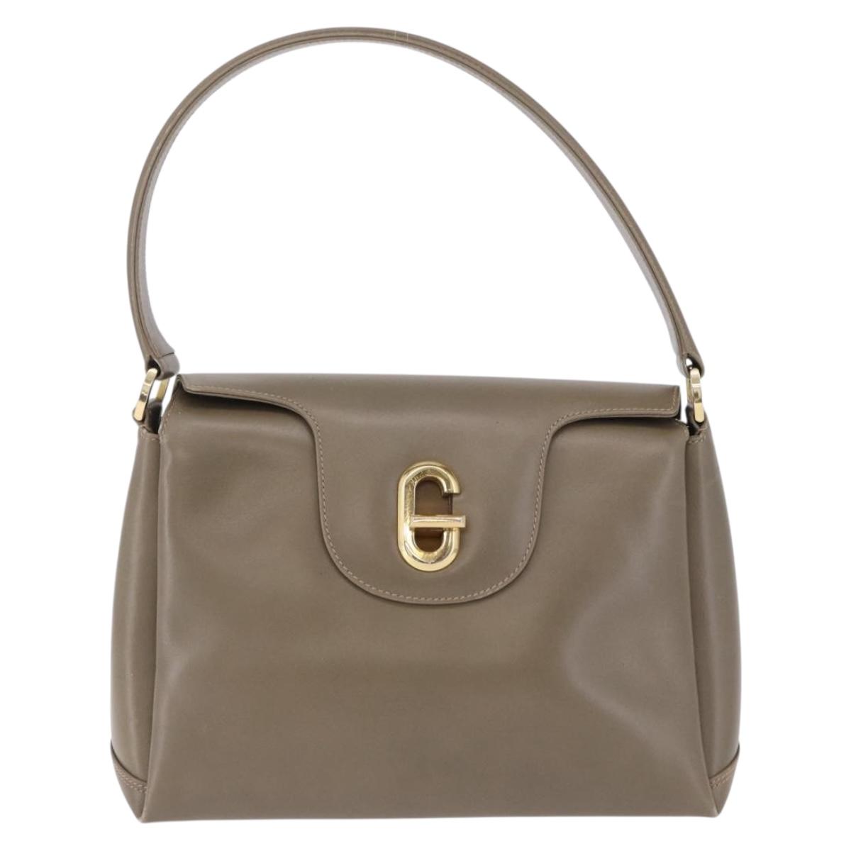 GUCCI Hand Bag Leather Beige Gold 000 406 1080 Auth ka5286