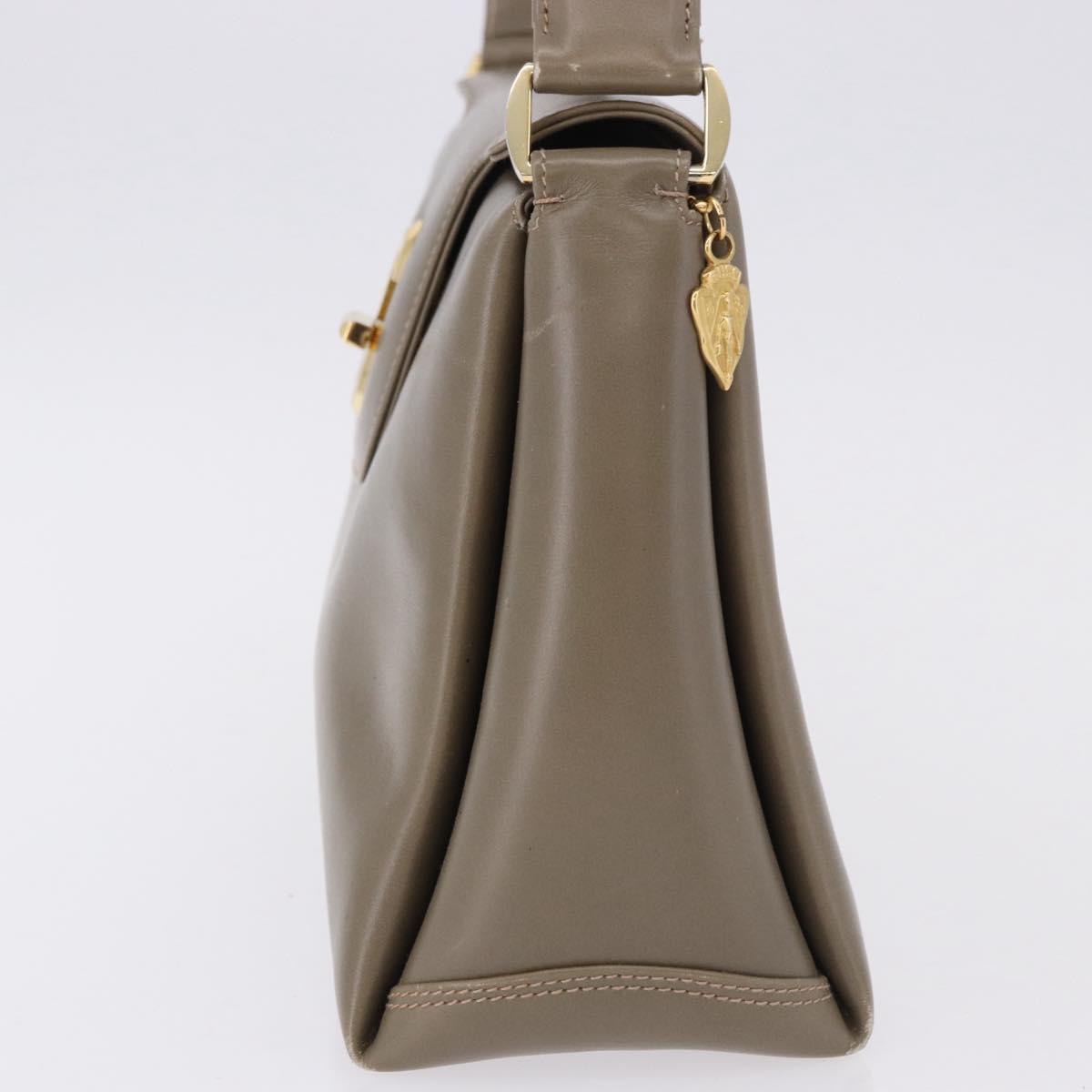 GUCCI Hand Bag Leather Beige Gold 000 406 1080 Auth ka5286