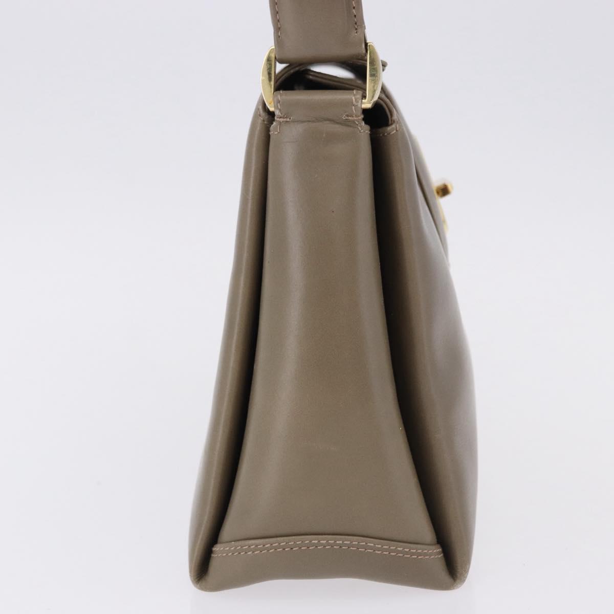 GUCCI Hand Bag Leather Beige Gold 000 406 1080 Auth ka5286