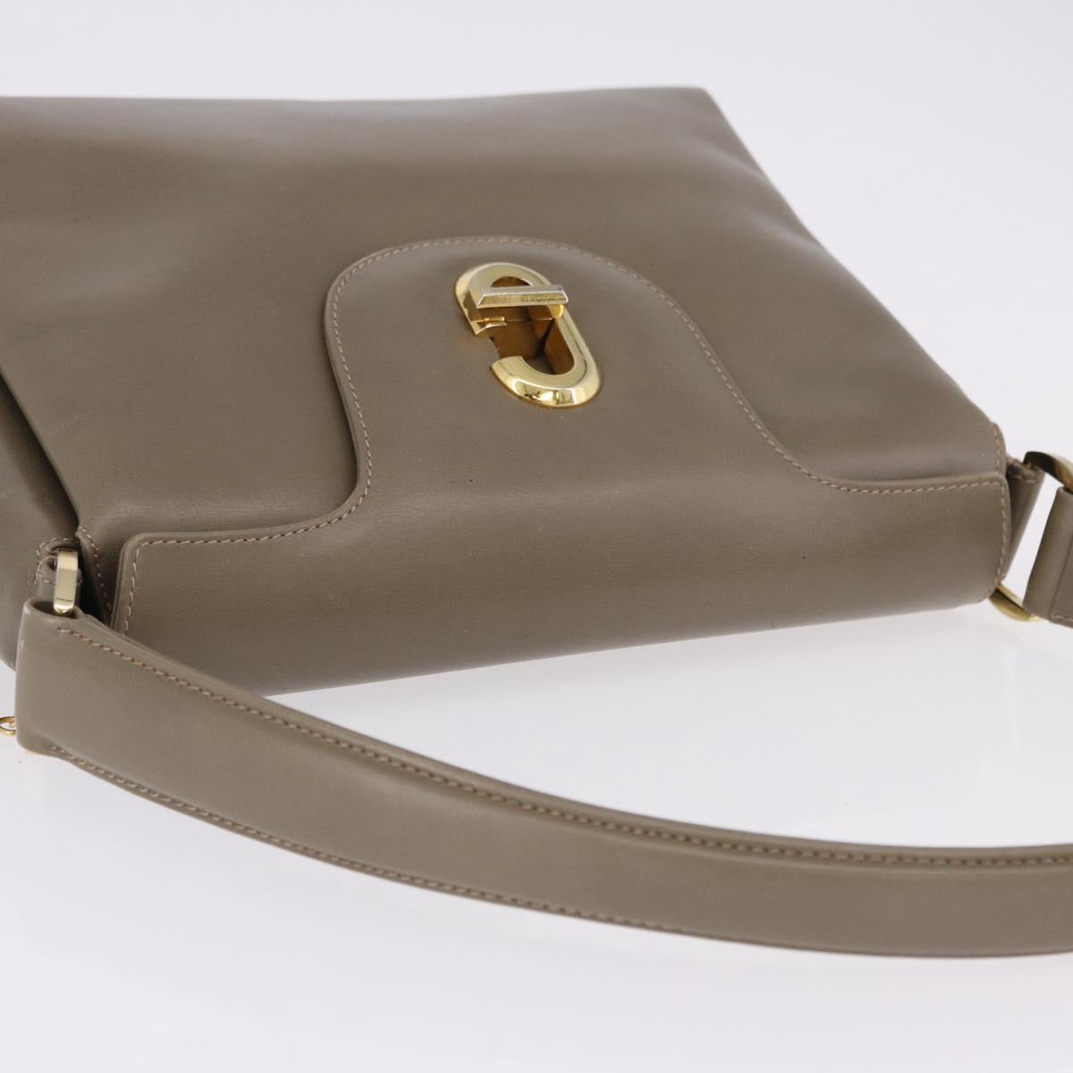 GUCCI Hand Bag Leather Beige Gold 000 406 1080 Auth ka5286