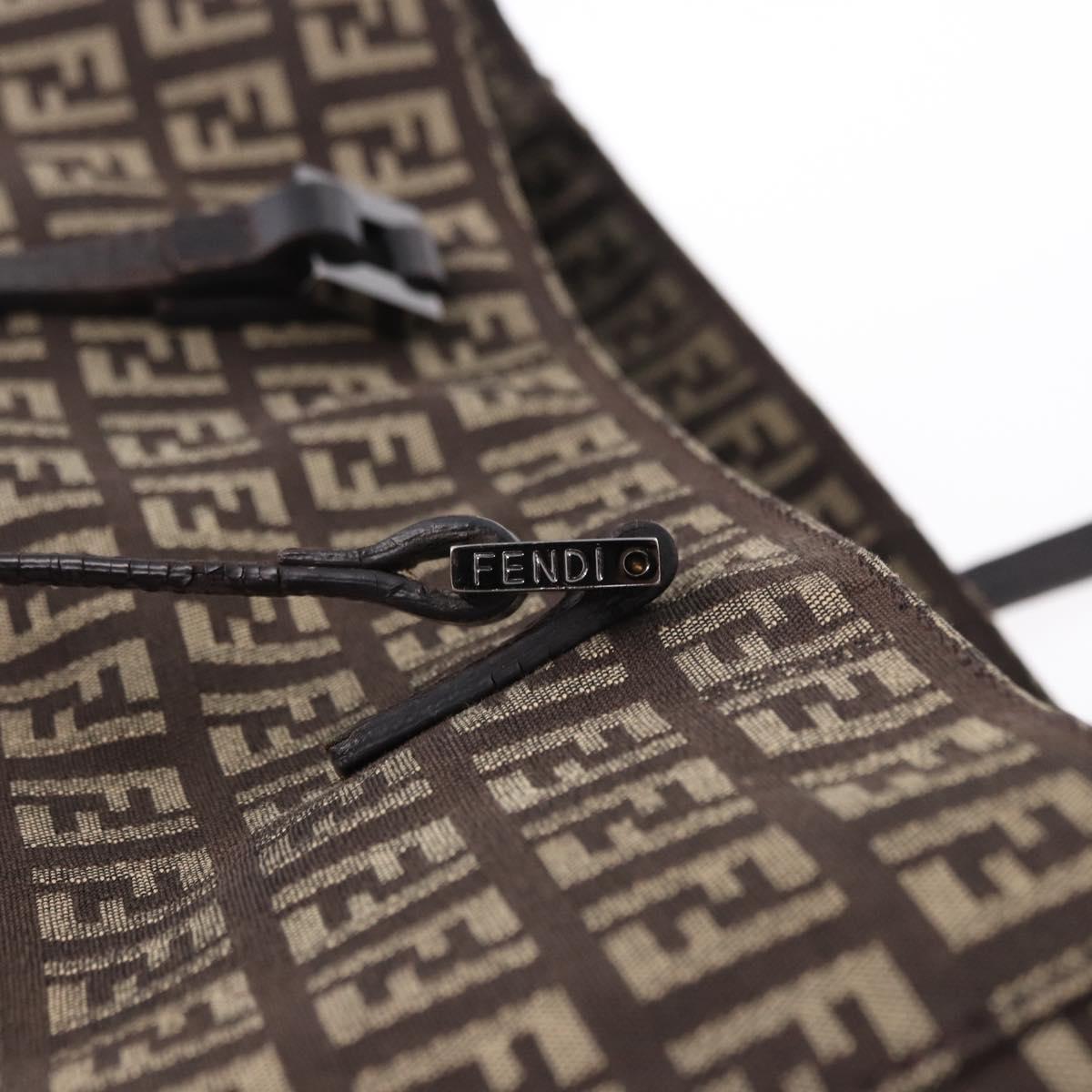 FENDI Zucchino Canvas Hand Bag Brown Auth ka5289