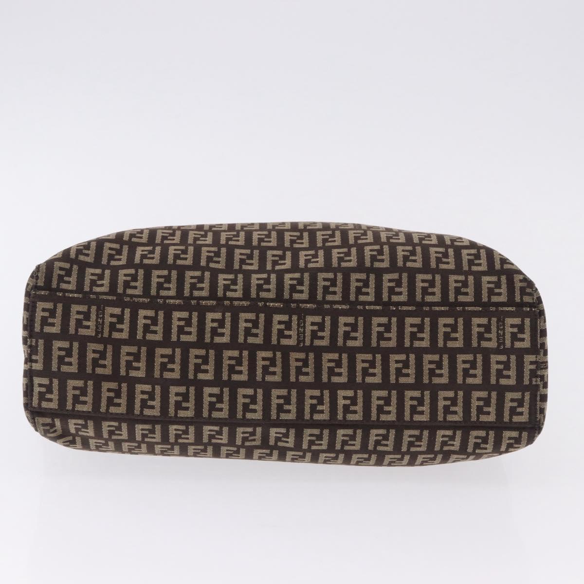 FENDI Zucchino Canvas Hand Bag Brown Auth ka5289