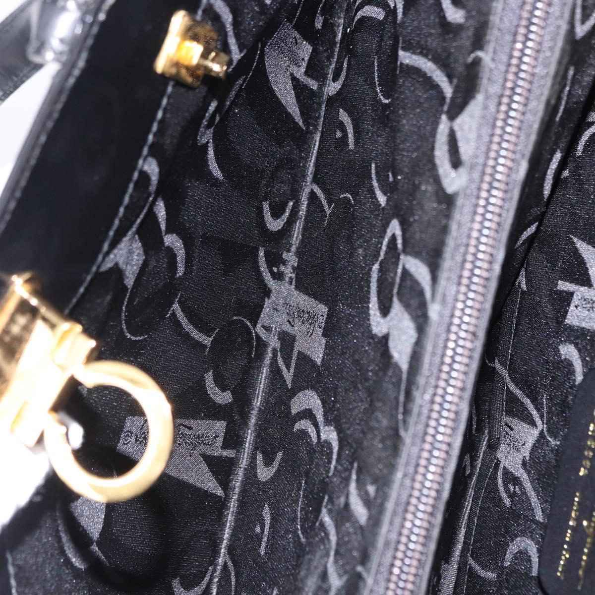 Salvatore Ferragamo Gancini Tote Bag Patent leather Black Gold Auth ka5291A