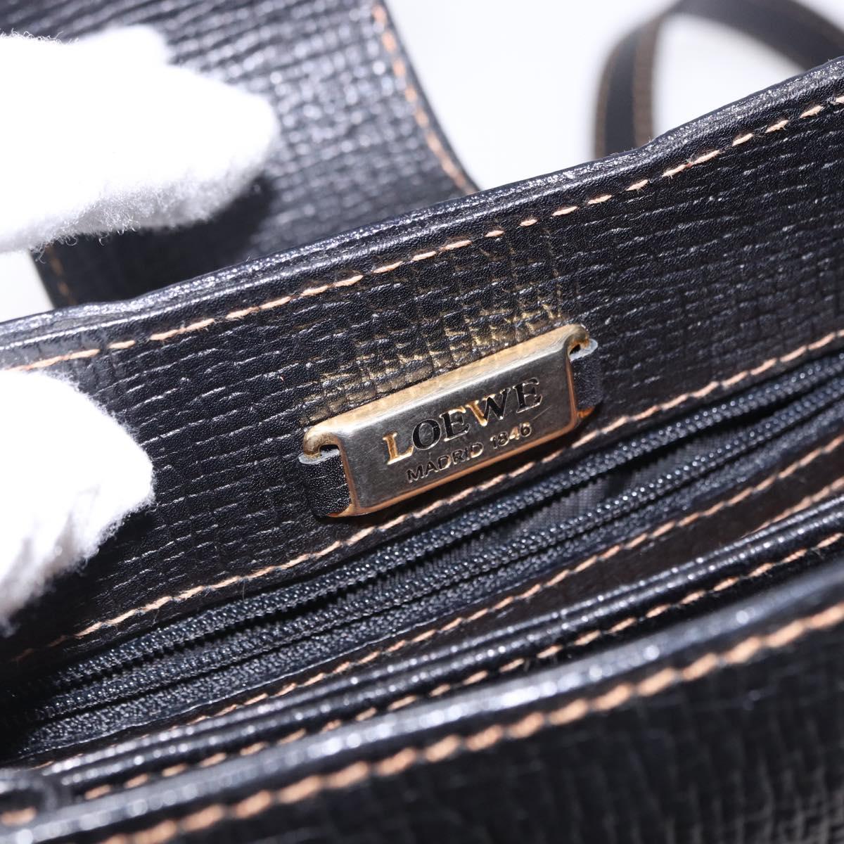 LOEWE Shoulder Bag Leather Black Gold Auth ka5292A