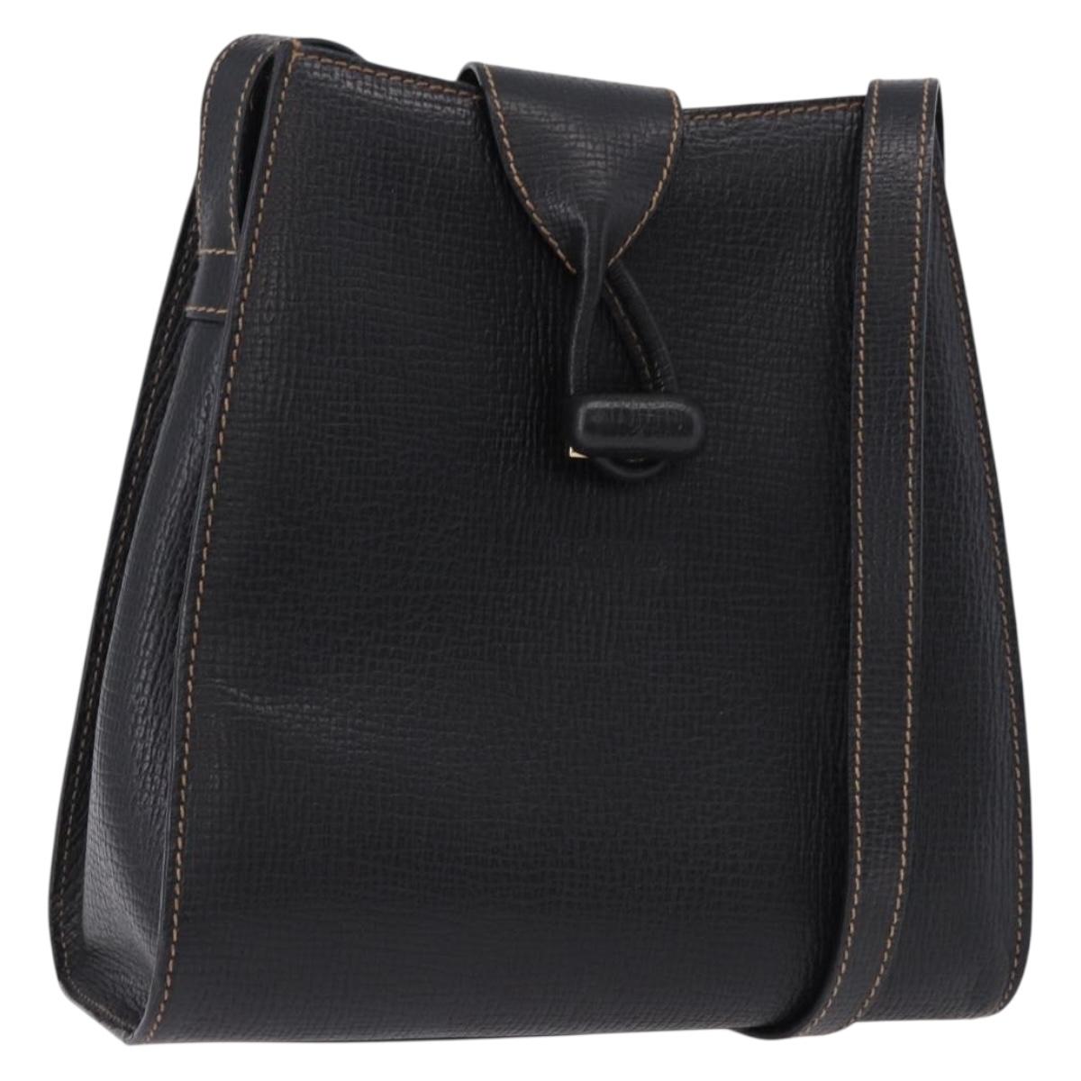 LOEWE Shoulder Bag Leather Black Gold Auth ka5292A