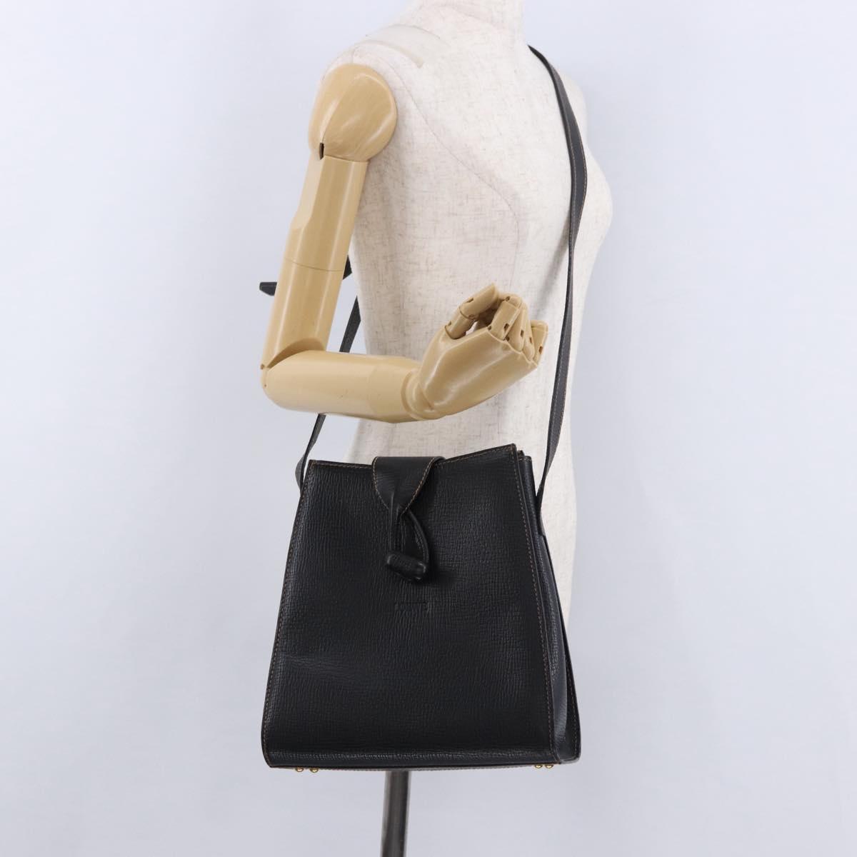 LOEWE Shoulder Bag Leather Black Gold Auth ka5292A