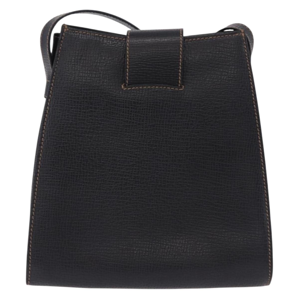 LOEWE Shoulder Bag Leather Black Gold Auth ka5292A