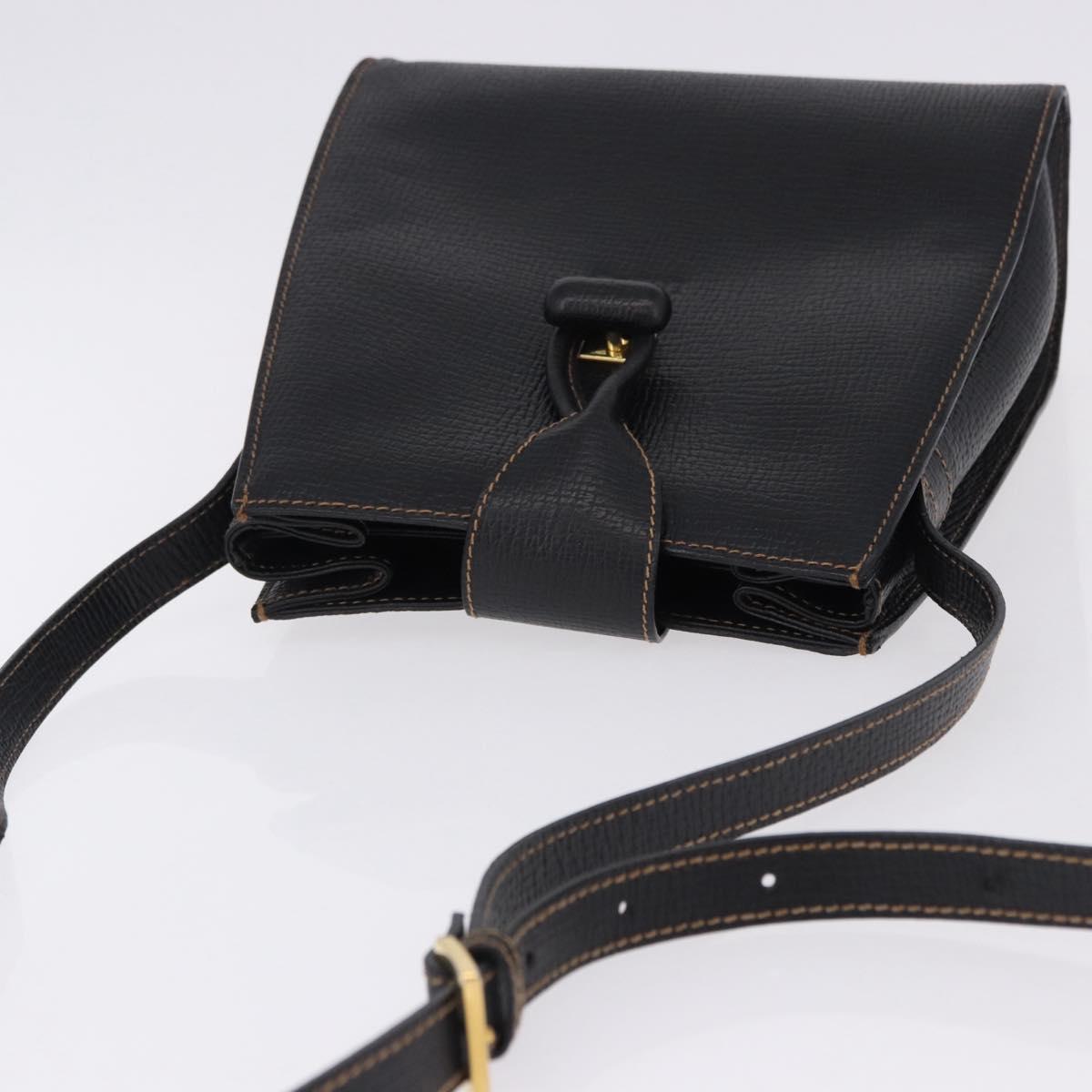LOEWE Shoulder Bag Leather Black Gold Auth ka5292A
