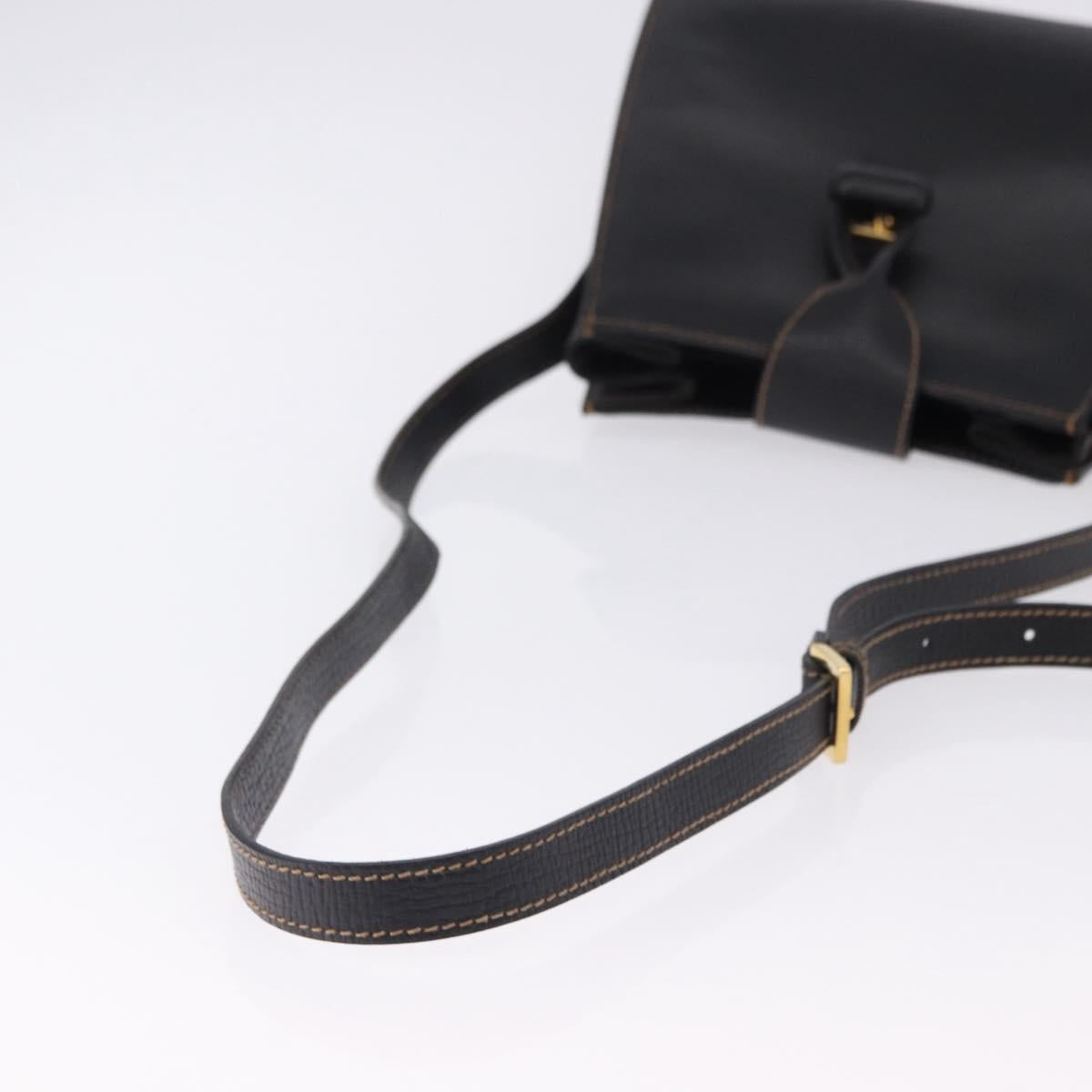 LOEWE Shoulder Bag Leather Black Gold Auth ka5292A