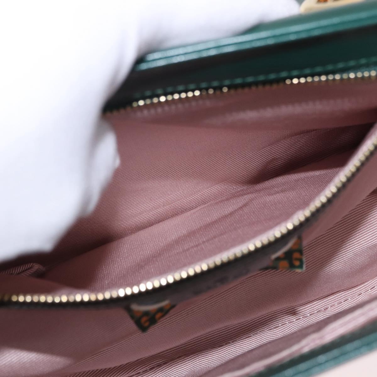 GUCCI Rajah Chain Shoulder Bag Leather Green Gold 537241 Auth ka5294M