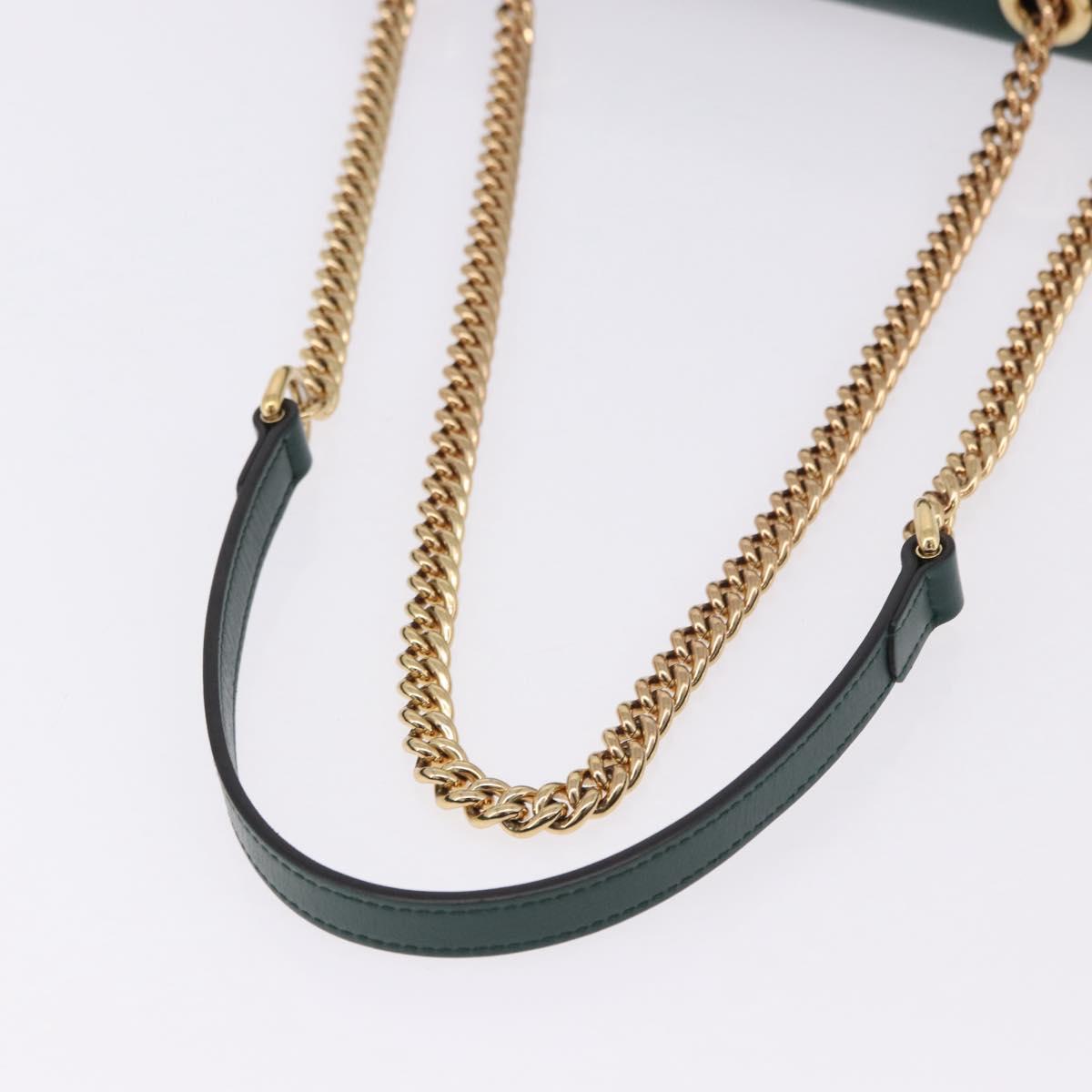 GUCCI Rajah Chain Shoulder Bag Leather Green Gold 537241 Auth ka5294M