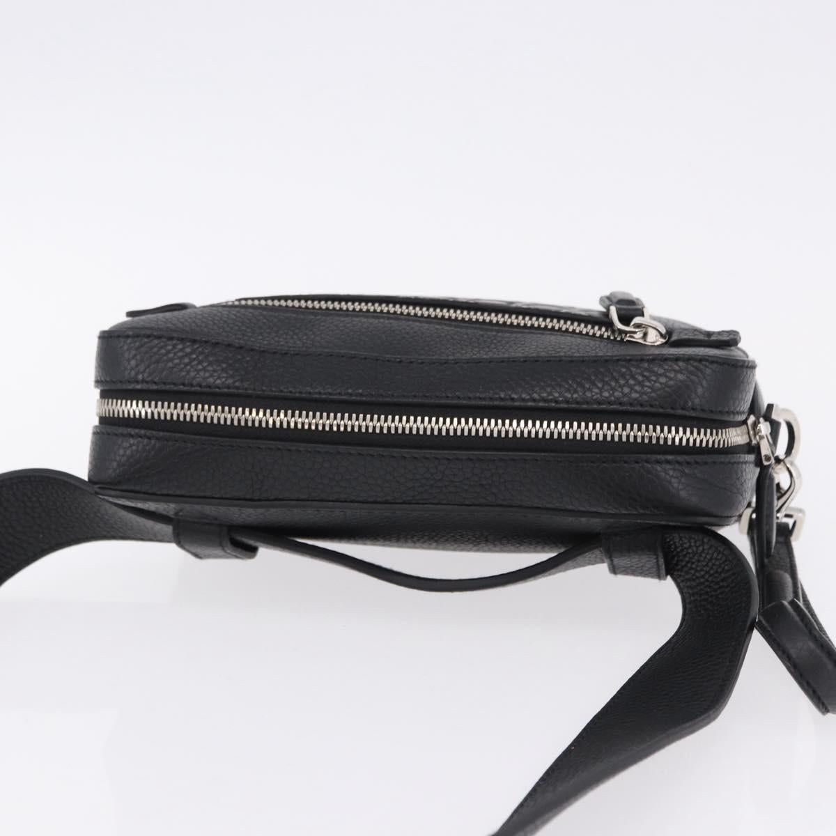 Salvatore Ferragamo Gancini Waist bag Leather Black Silver Auth ka5295A