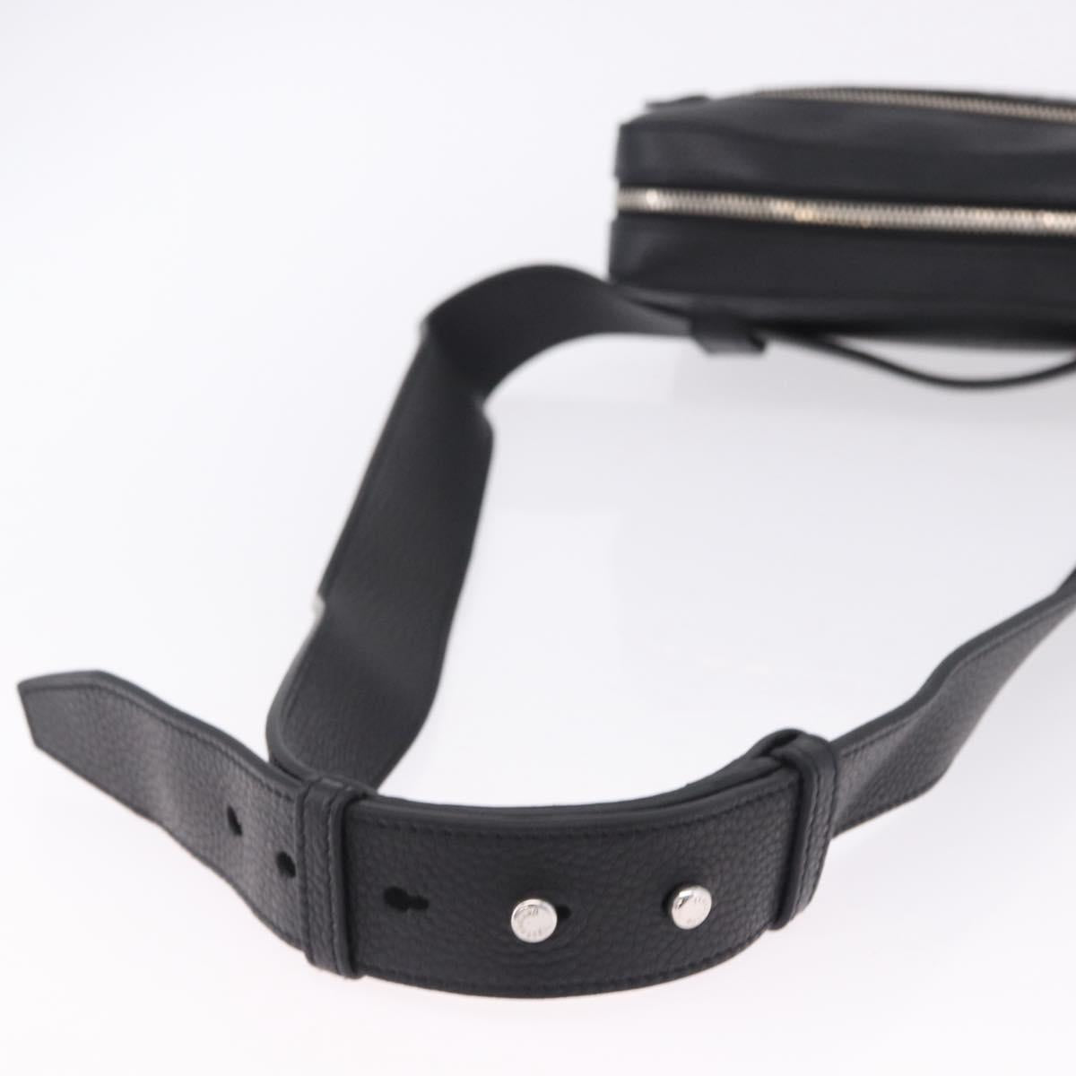 Salvatore Ferragamo Gancini Waist bag Leather Black Silver Auth ka5295A