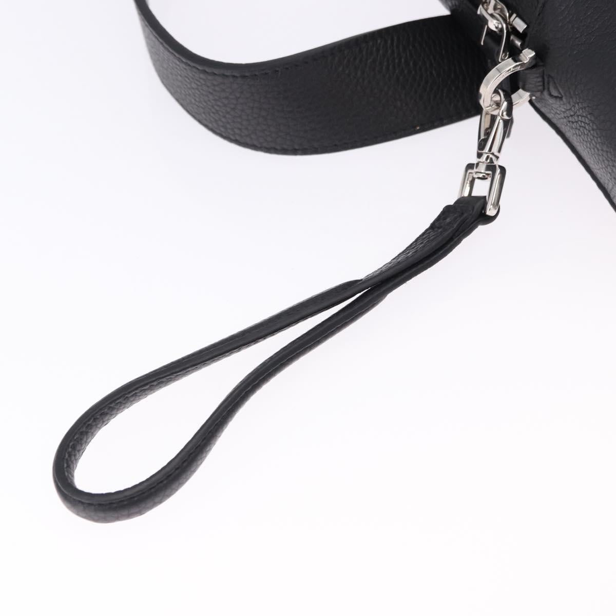 Salvatore Ferragamo Gancini Waist bag Leather Black Silver Auth ka5295A