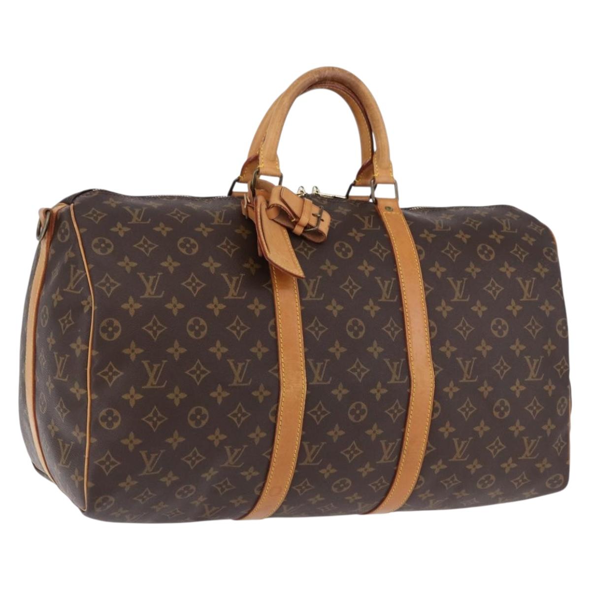 LOUIS VUITTON Monogram Keepall Bandouliere 50 Boston Bag M41416 LV Auth ka5299