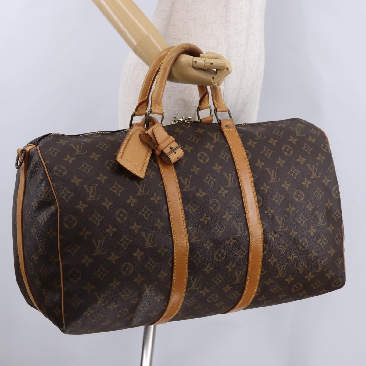 LOUIS VUITTON Monogram Keepall Bandouliere 50 Boston Bag M41416 LV Auth ka5299