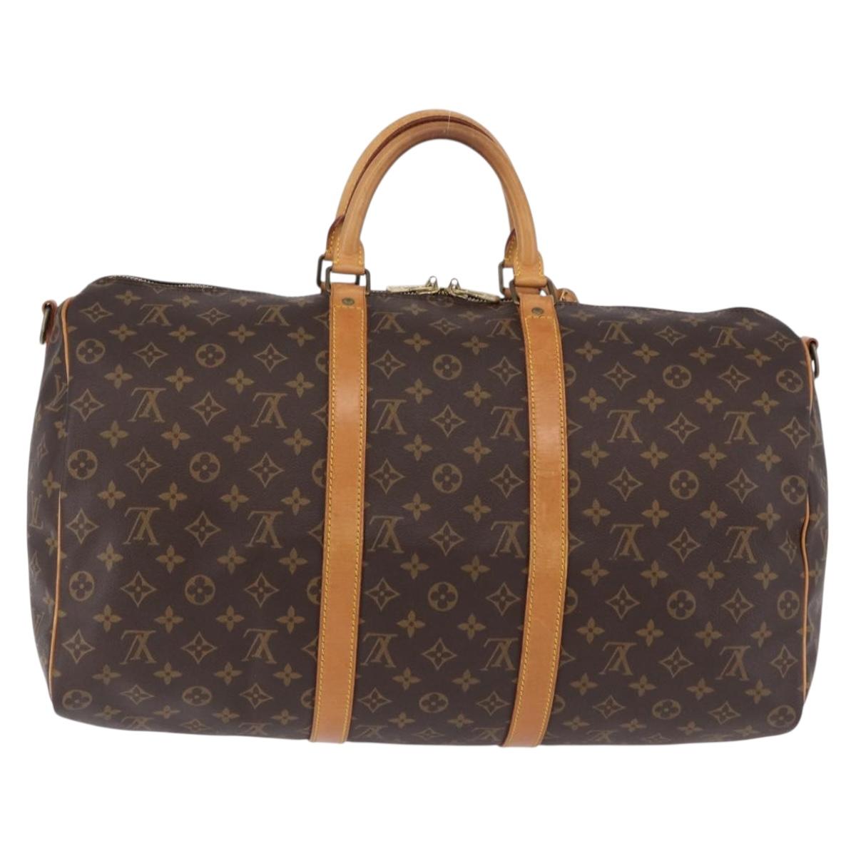 LOUIS VUITTON Monogram Keepall Bandouliere 50 Boston Bag M41416 LV Auth ka5299