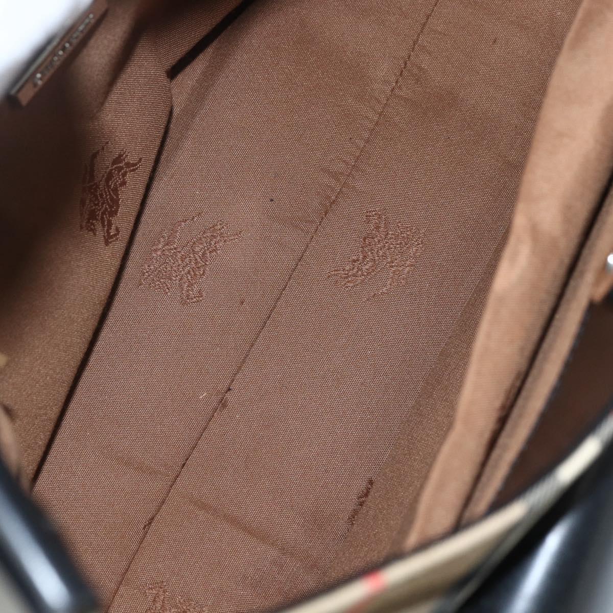 Burberrys Nova Check Shoulder Bag Canvas Beige Silver Auth ka530