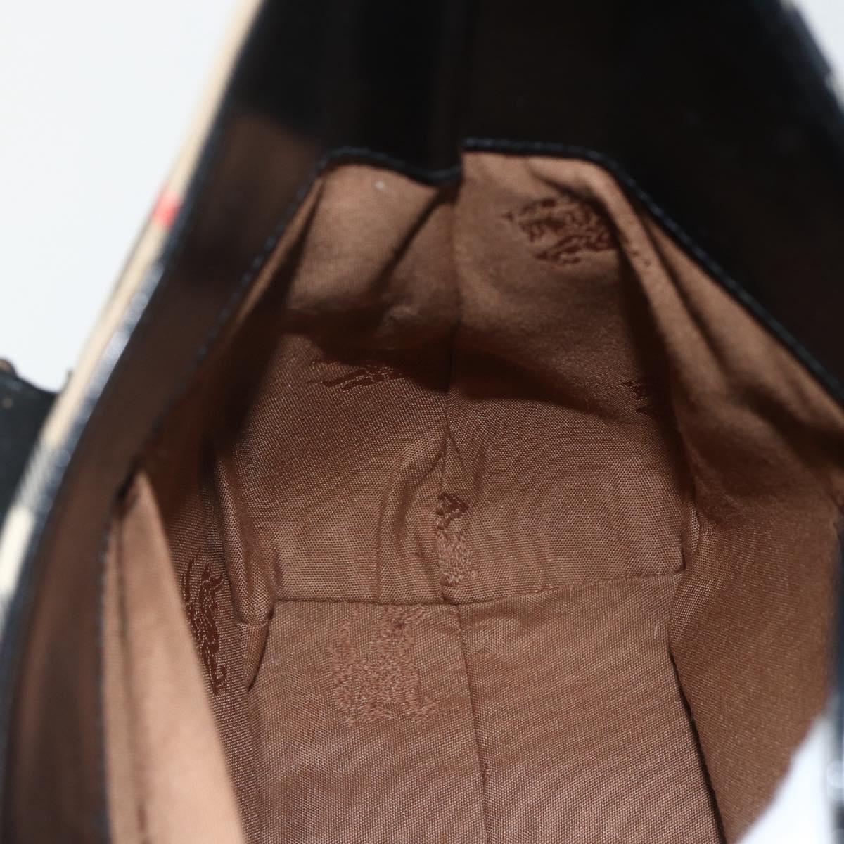 Burberrys Nova Check Shoulder Bag Canvas Beige Silver Auth ka530