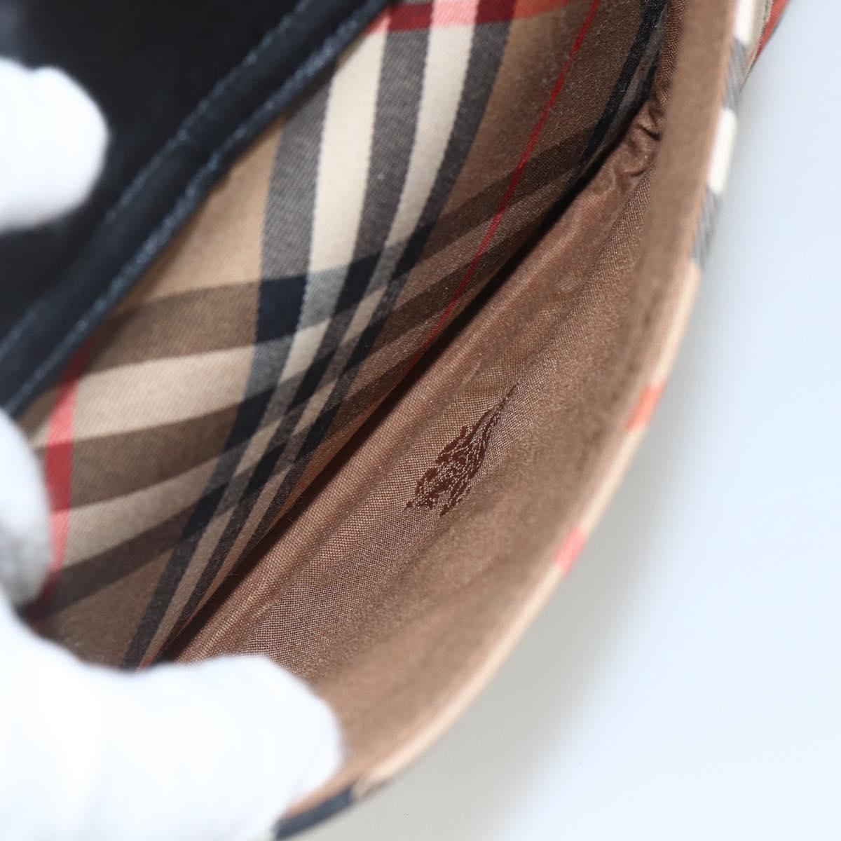 Burberrys Nova Check Shoulder Bag Canvas Beige Silver Auth ka530