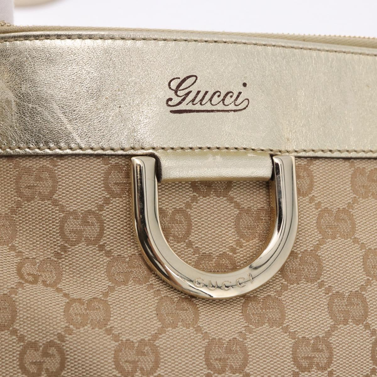 GUCCI GG Canvas Hand Bag Beige Gold 190248 Auth ka5304A