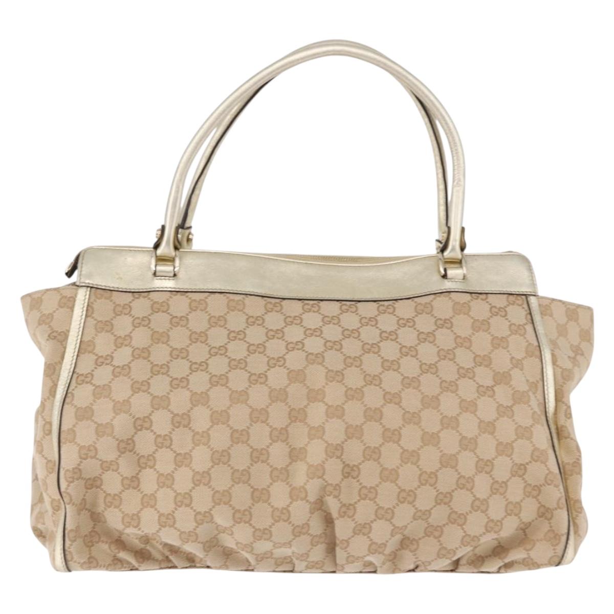 GUCCI GG Canvas Hand Bag Beige Gold 190248 Auth ka5304A