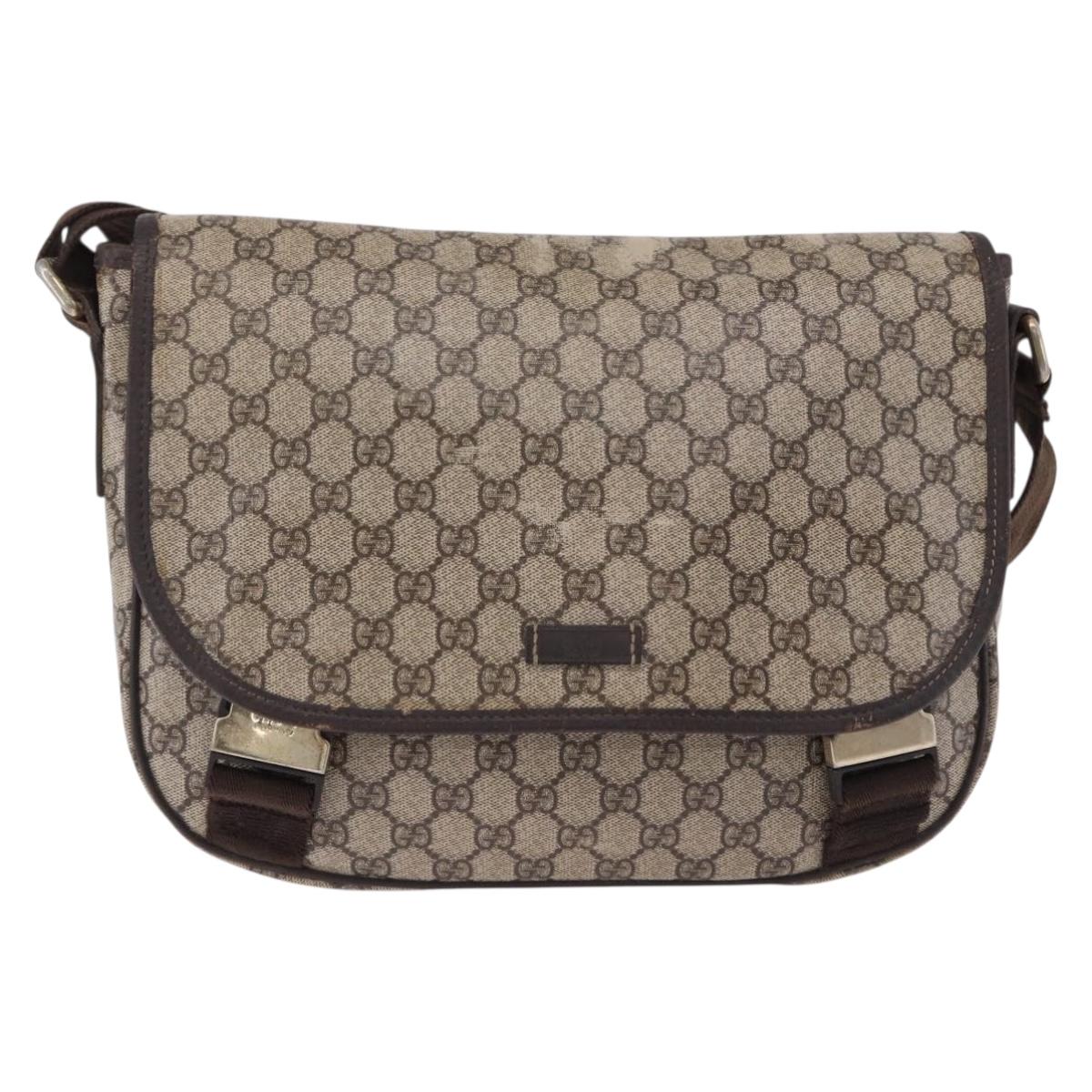 GUCCI GG Supreme Shoulder Bag PVC Beige Gold 201732 Auth ka5309