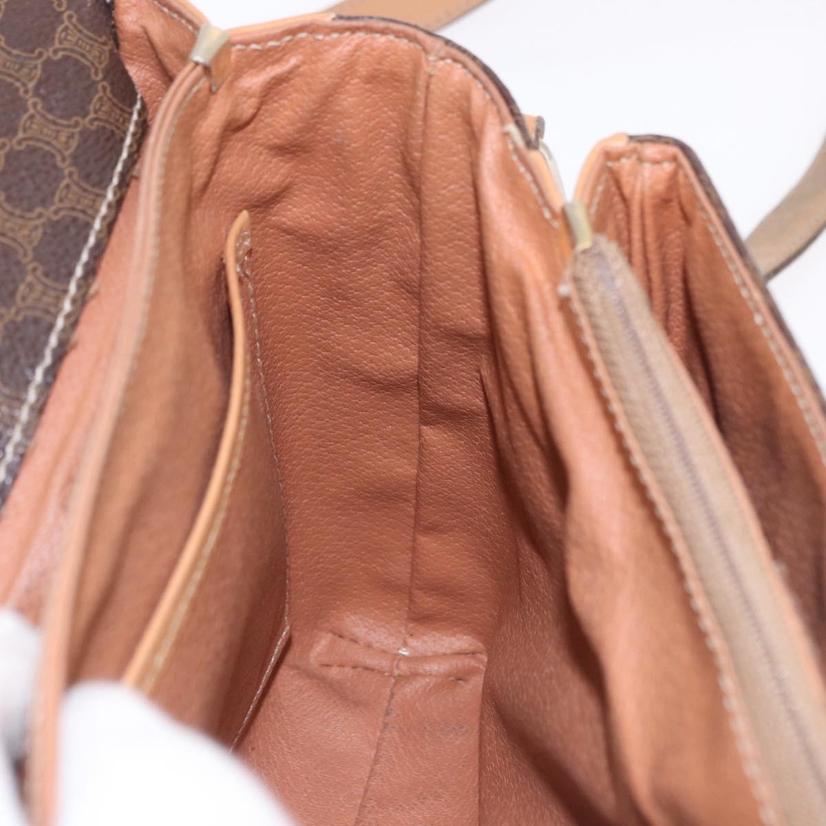 CELINE Macadam Canvas Shoulder Bag PVC Leather Brown Gold Auth ka5312