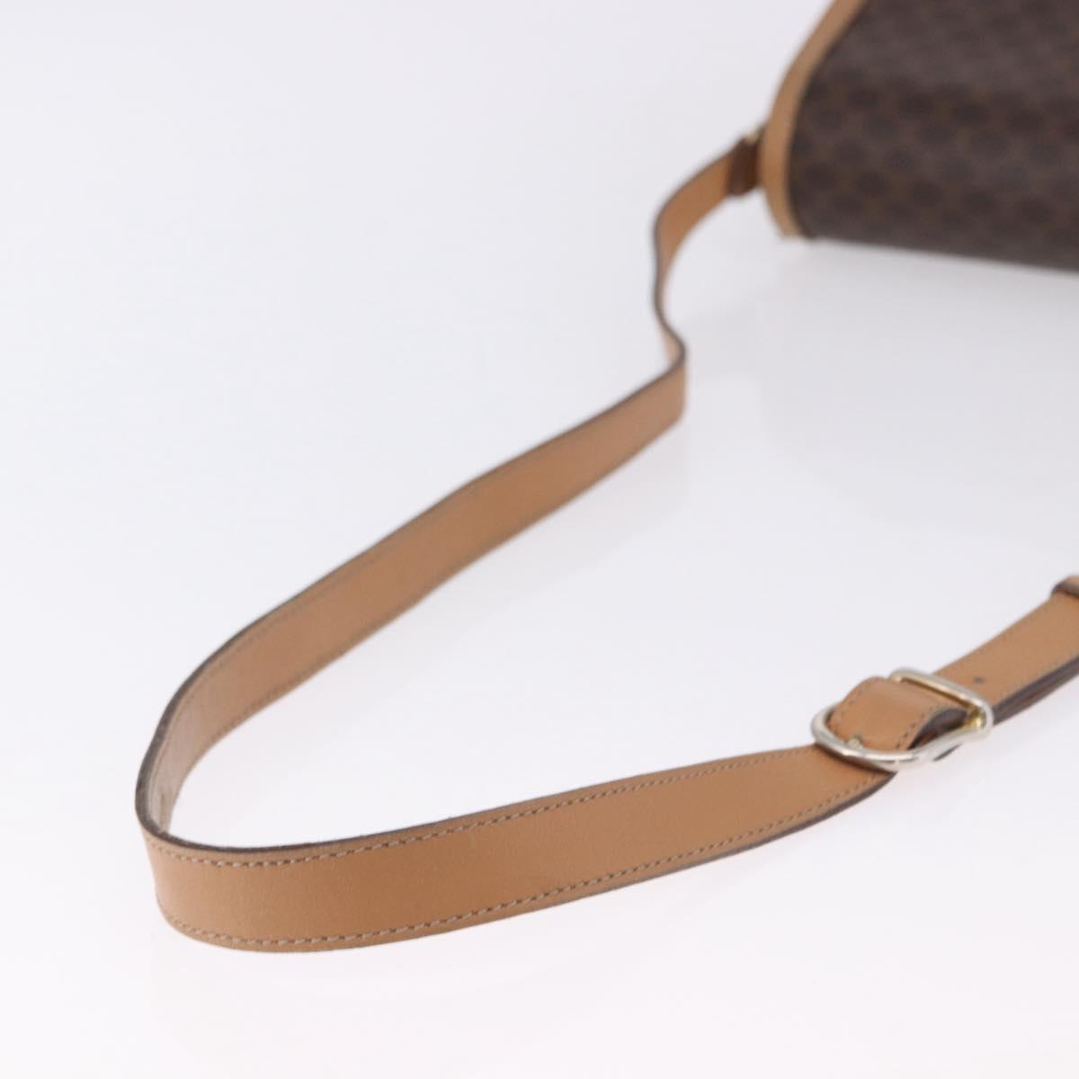 CELINE Macadam Canvas Shoulder Bag PVC Leather Brown Gold Auth ka5312