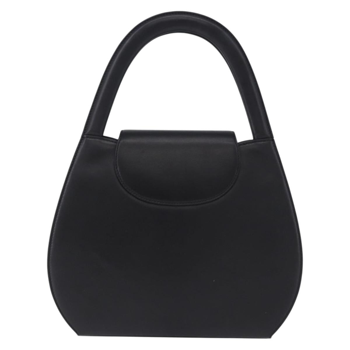 CARTIER PANTHERE Hand Bag Leather Black Gold Auth ka5314A