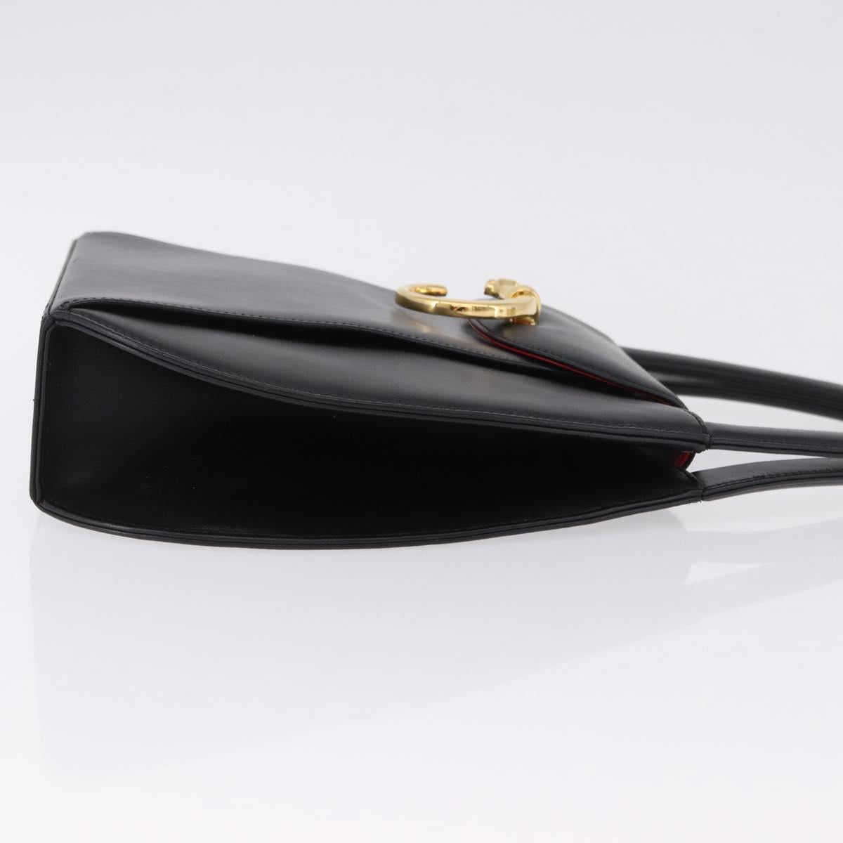 CARTIER PANTHERE Hand Bag Leather Black Gold Auth ka5314A