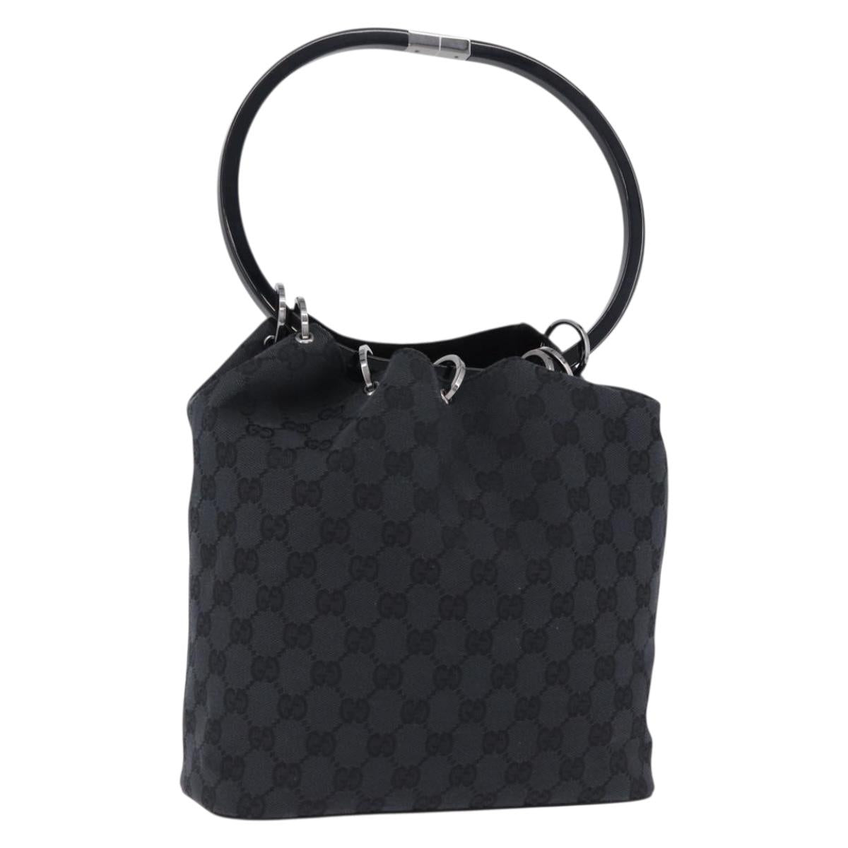 GUCCI GG Canvas Shoulder Bag Black Silver 001 3750 Auth ka5315A