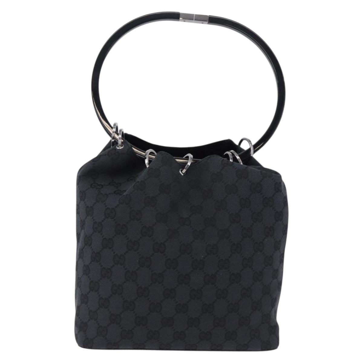 GUCCI GG Canvas Shoulder Bag Black Silver 001 3750 Auth ka5315A