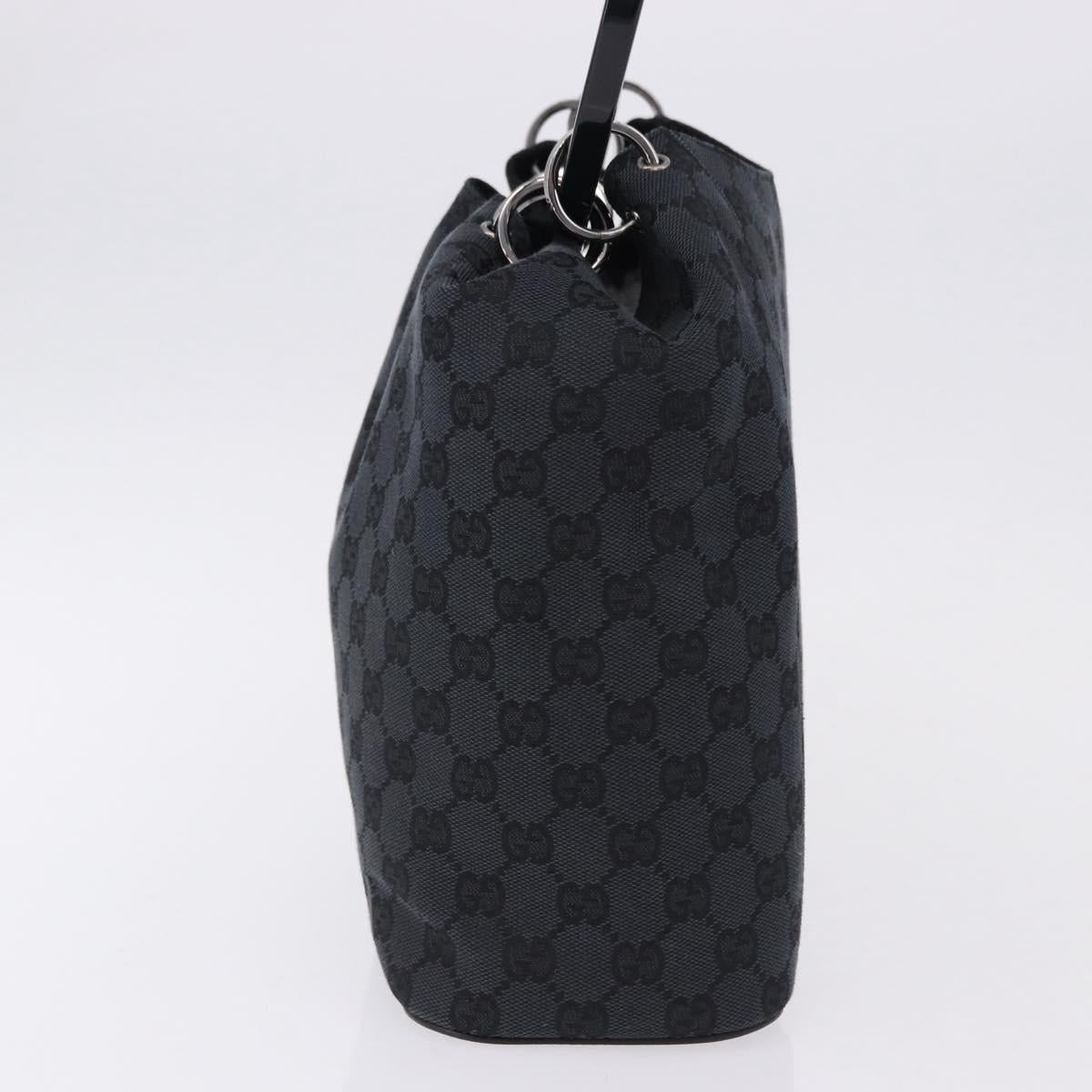 GUCCI GG Canvas Shoulder Bag Black Silver 001 3750 Auth ka5315A
