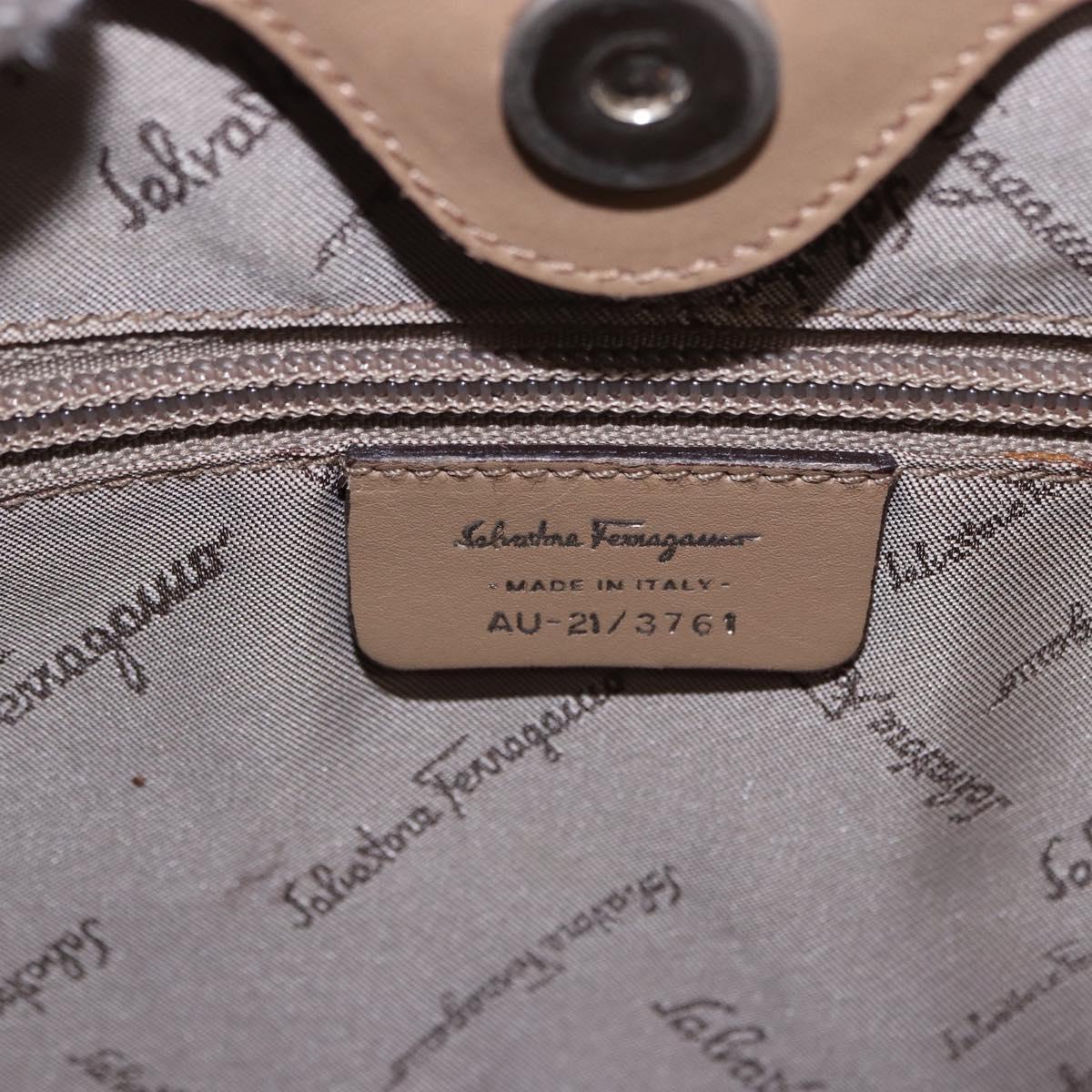Salvatore Ferragamo Hand Bag Leather Brown Silver Auth ka5316