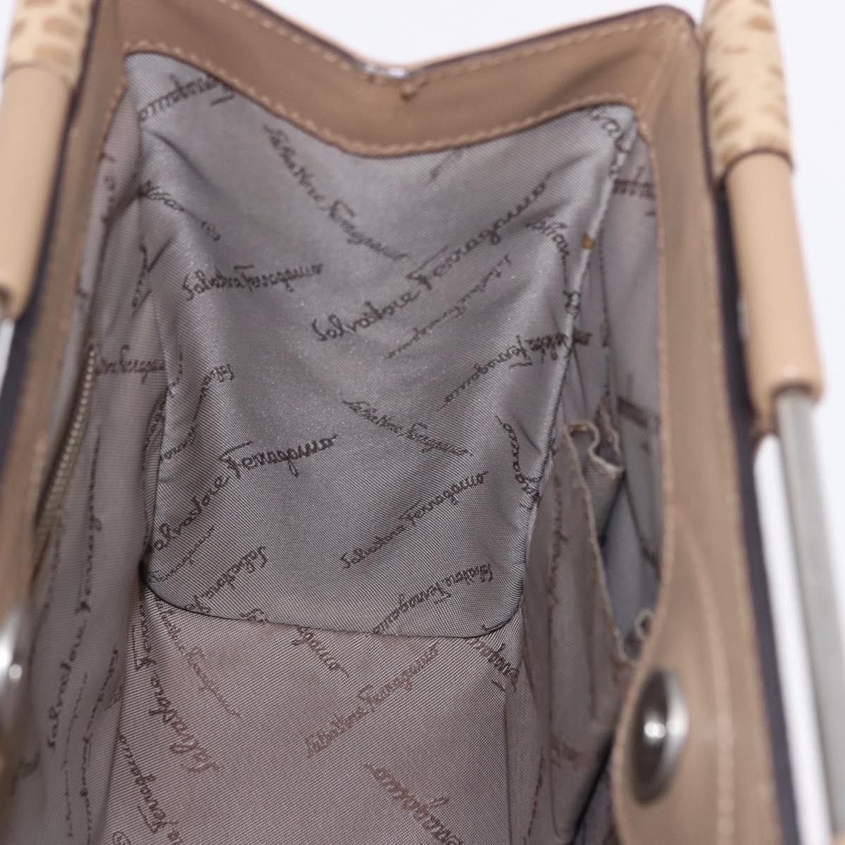 Salvatore Ferragamo Hand Bag Leather Brown Silver Auth ka5316