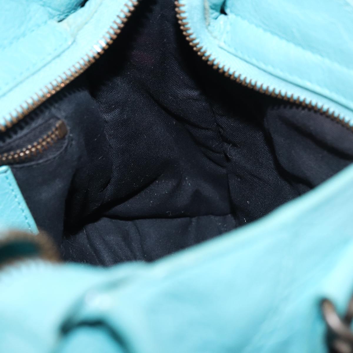 BALENCIAGA Classic Mini City Bag Leather 2way Turquoise Blue 300295 Auth ka5318M
